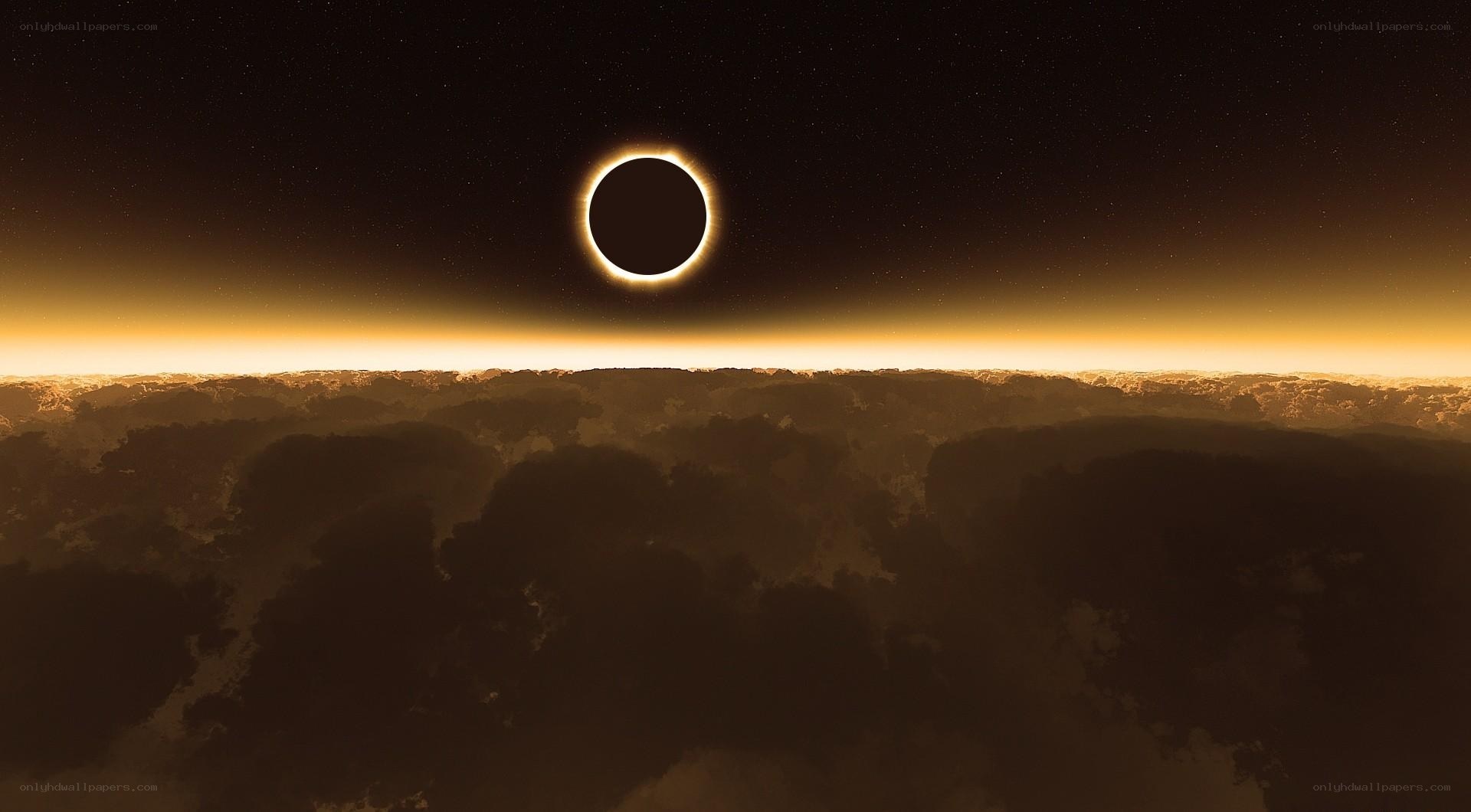 Solar eclipse over clouds