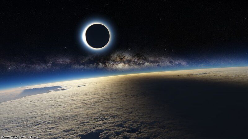 Solar eclipse over Earth