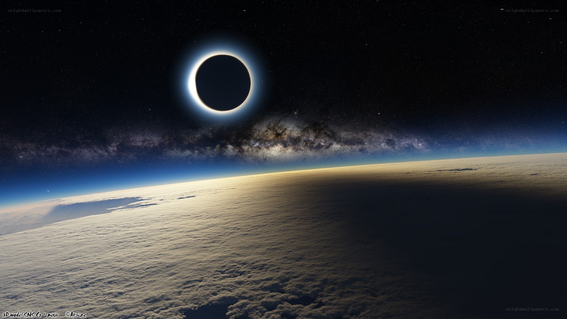 Solar eclipse over Earth