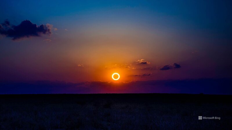 Solar Eclipse over Field — Blue
