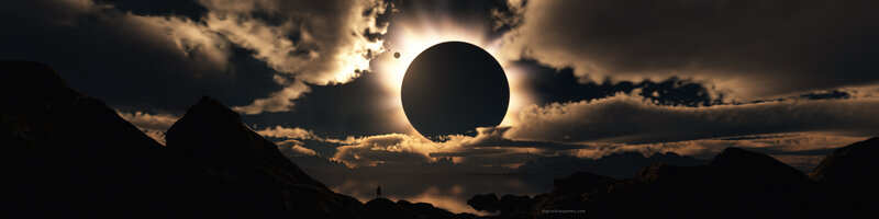 Solar Eclipse over Mountains — Black