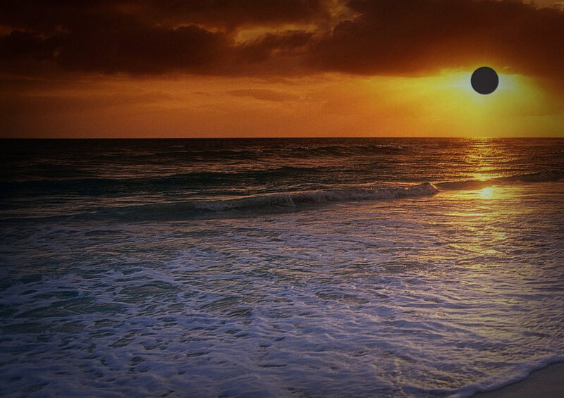 Solar Eclipse over Ocean — Orange