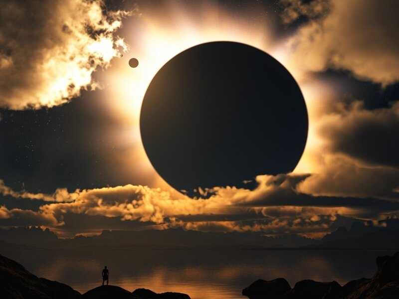 Solar eclipse over water
