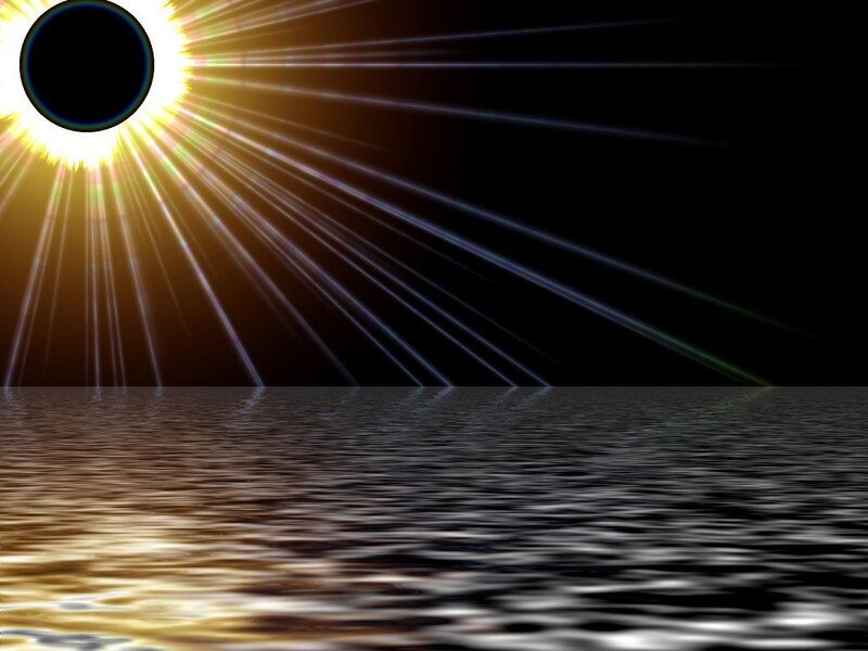 Solar Eclipse over Water — Black, Dramatic, Night, Digital Art