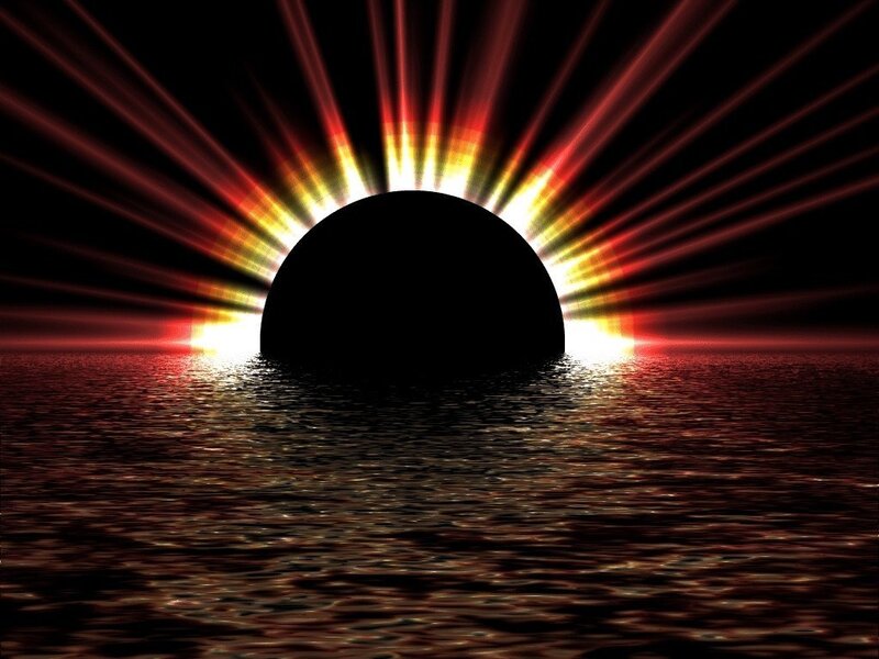 Solar Eclipse over Water — Black, Dramatic, Sunset