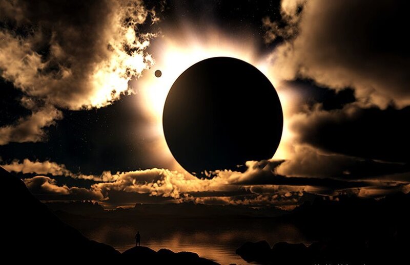 Solar Eclipse over Water — Black