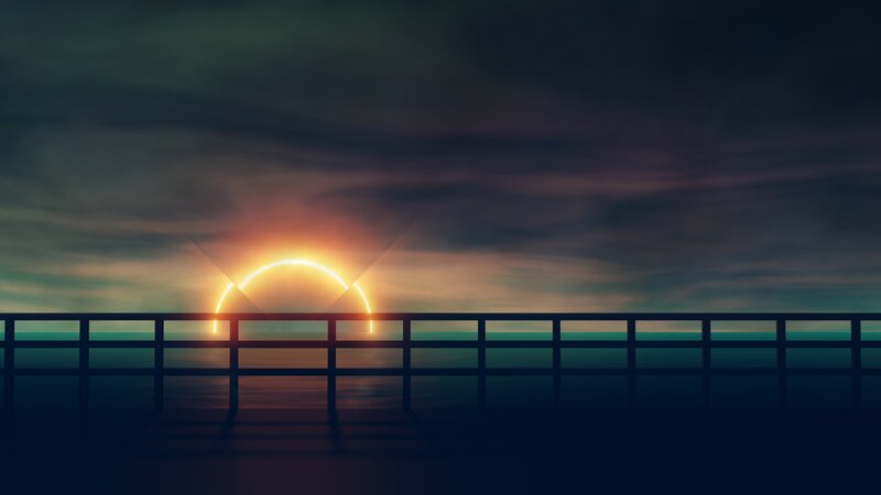 Solar Eclipse over Water — Orange