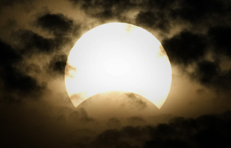 Solar eclipse partially obscured