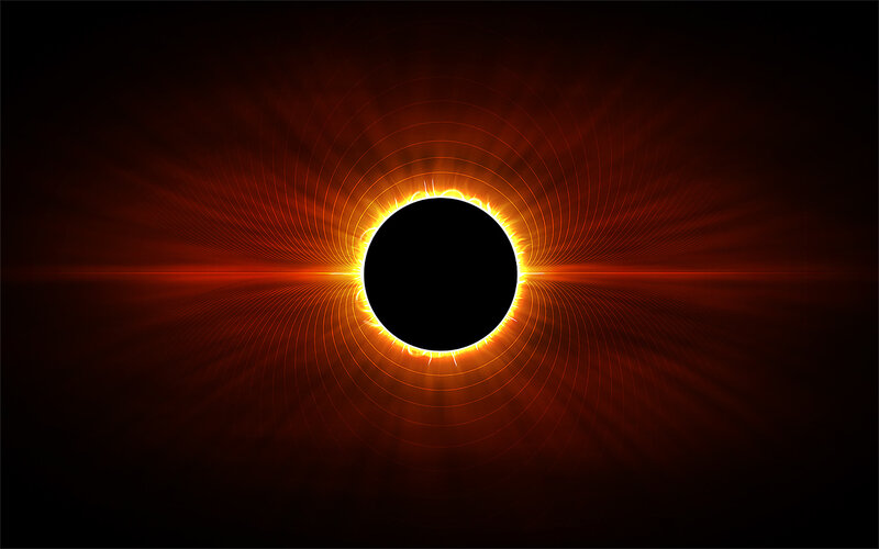 Solar Eclipse — Red, Dramatic, Night, Digital Art