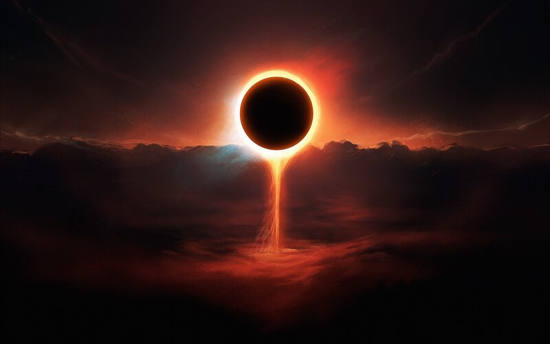 Solar Eclipse — Red, Dramatic