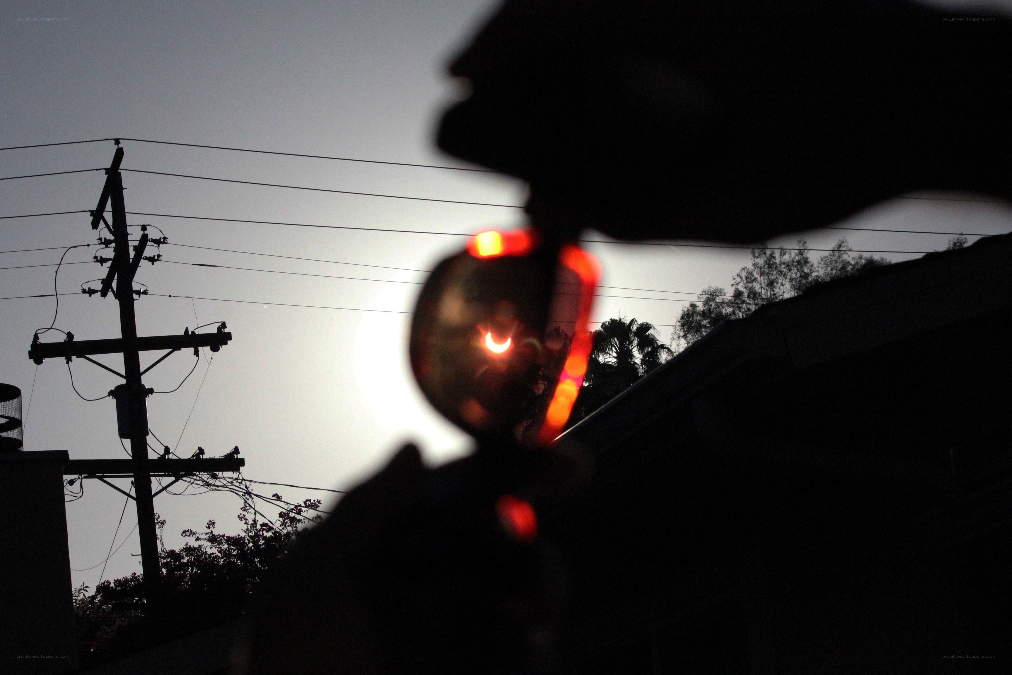 Solar eclipse through glasses