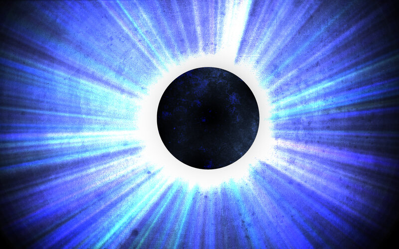 solar eclipse with blue rays