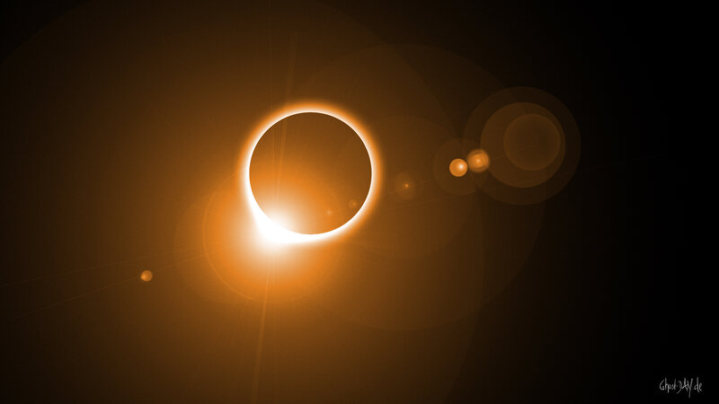 Solar eclipse with lens flares