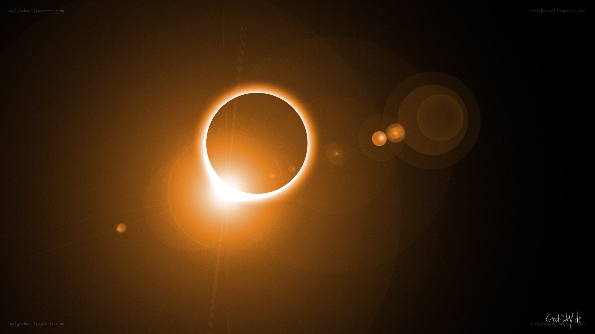 Solar eclipse with lens flares