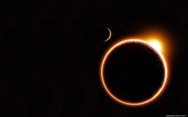 Solar eclipse with moon