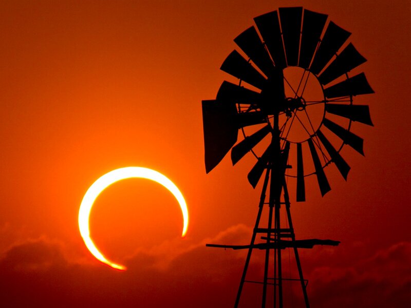 Solar Eclipse with Windmill
