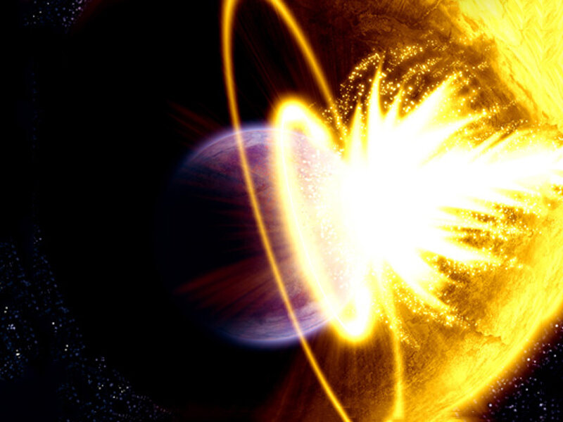 Solar flare erupting on star