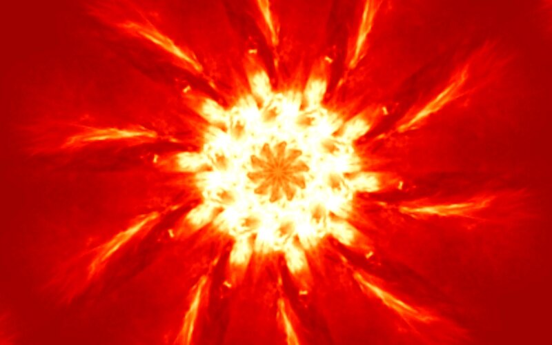 Solar Flare Eruption — Red, Dramatic, Photograph, Sun, Flares