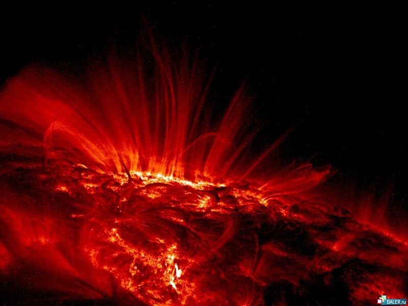 Solar Flare Eruption — Red, Dramatic, Photograph, Sun, Magnetic Fields