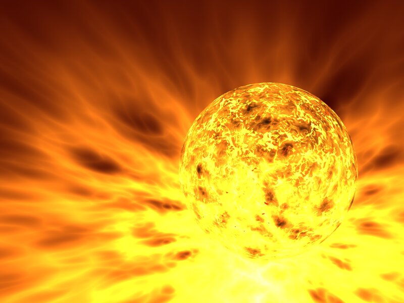 Solar Flare Eruption — Yellow, Intense