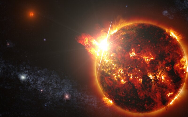 Solar Flare on Star — Red