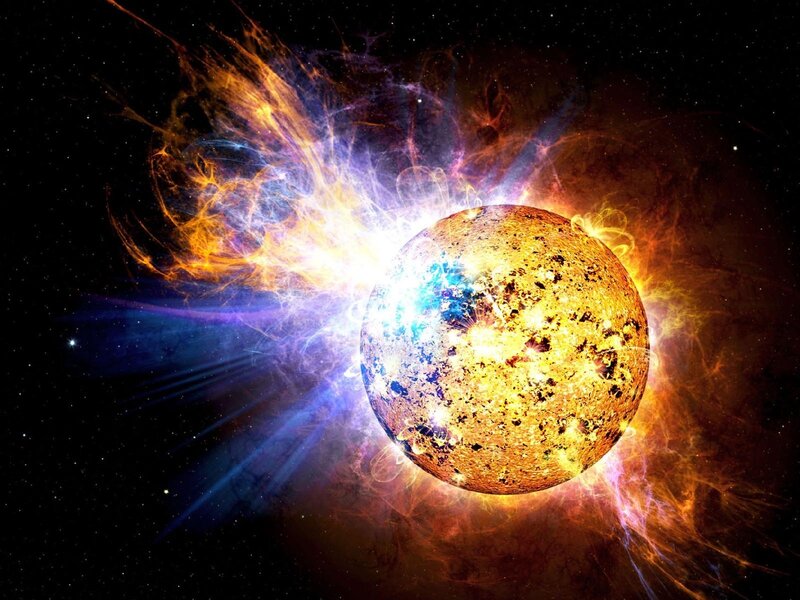 Solar Flare on Star — Yellow, Dramatic, Digital Art, Flares, Space