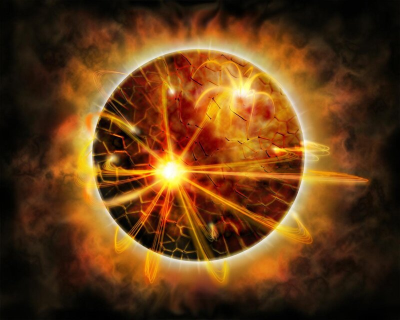 Solar Flare on Star — Yellow, Dramatic, Digital Art, Sun