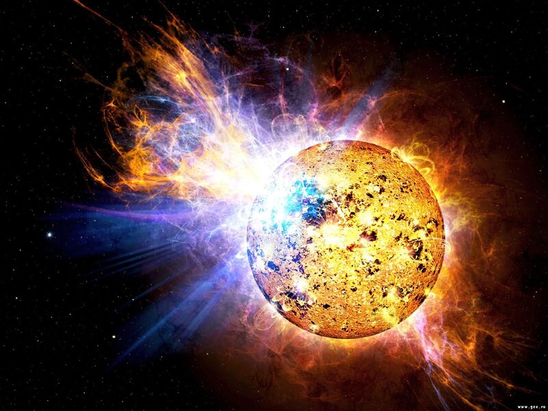 Solar Flare on Star — Yellow, Dramatic