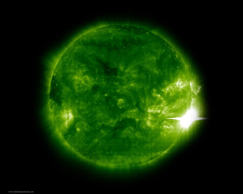Solar Flare on Sun — Green