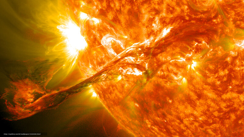 Solar Flare on Sun — Orange, Dramatic, Photograph, Flares