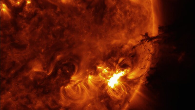 Solar Flare on Sun — Orange, Dramatic, Photograph