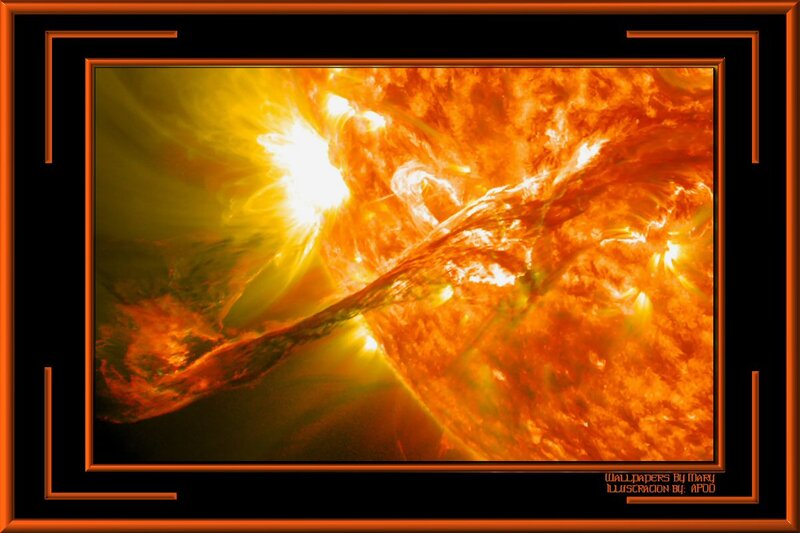 Solar Flare on Sun — Orange, Dramatic