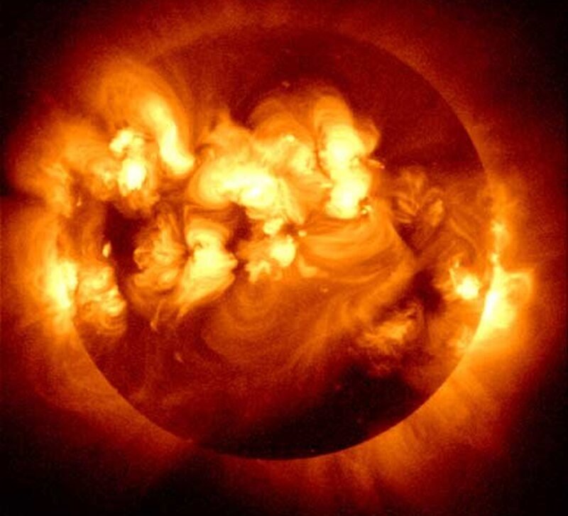 Solar Flare on Sun — Orange