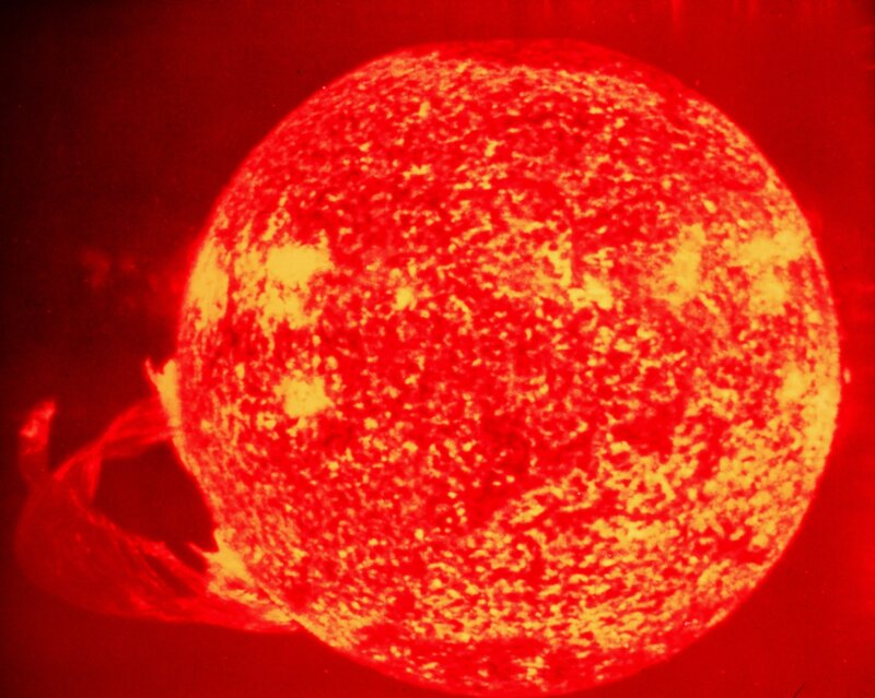 Solar Flare on Sun — Red