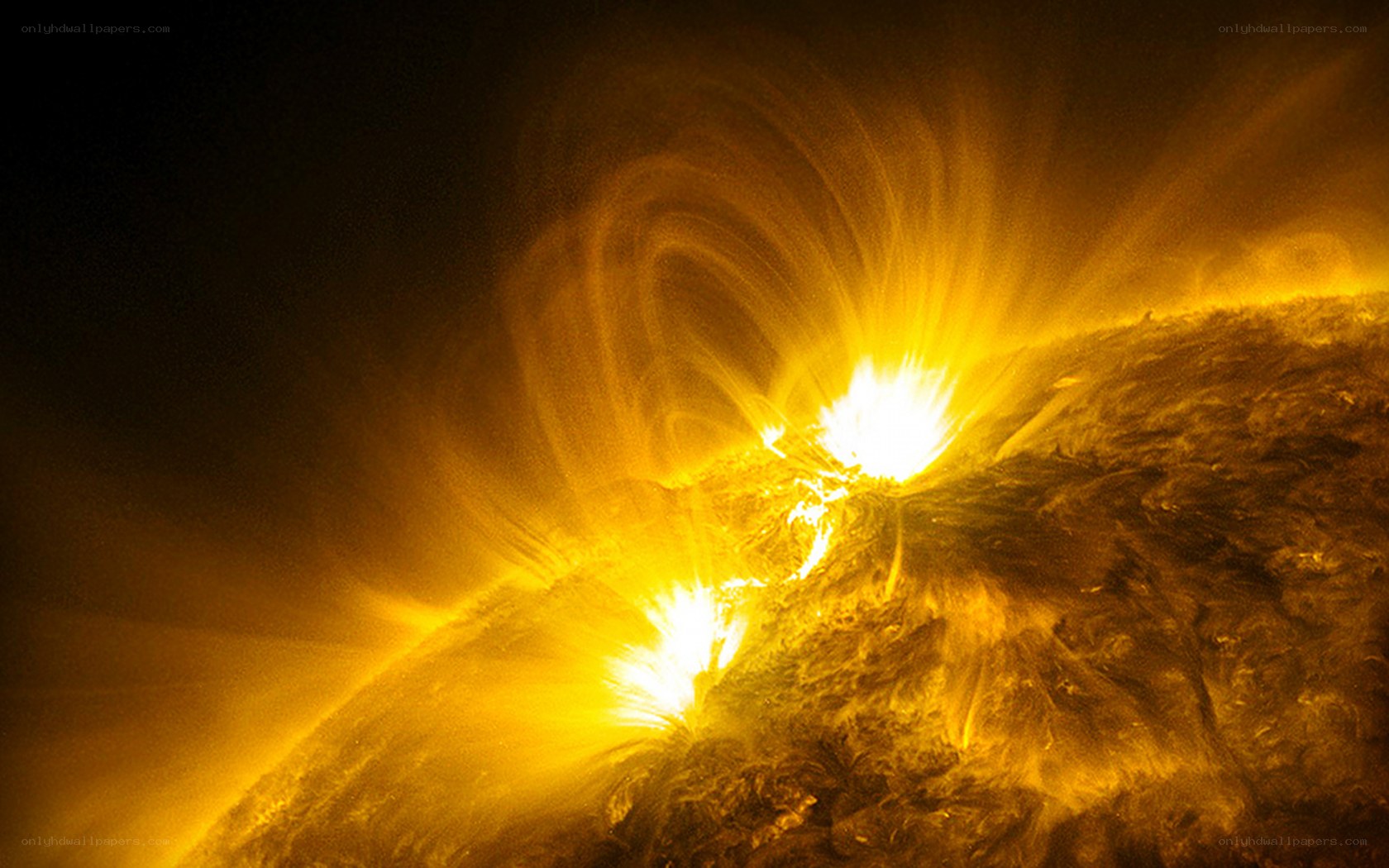 Solar flares on the sun