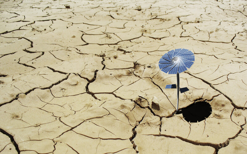 Solar Panel in Dry Land — Brown