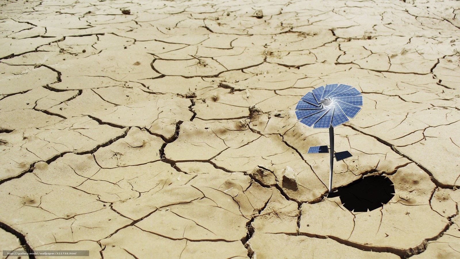 Solar panel in dry land