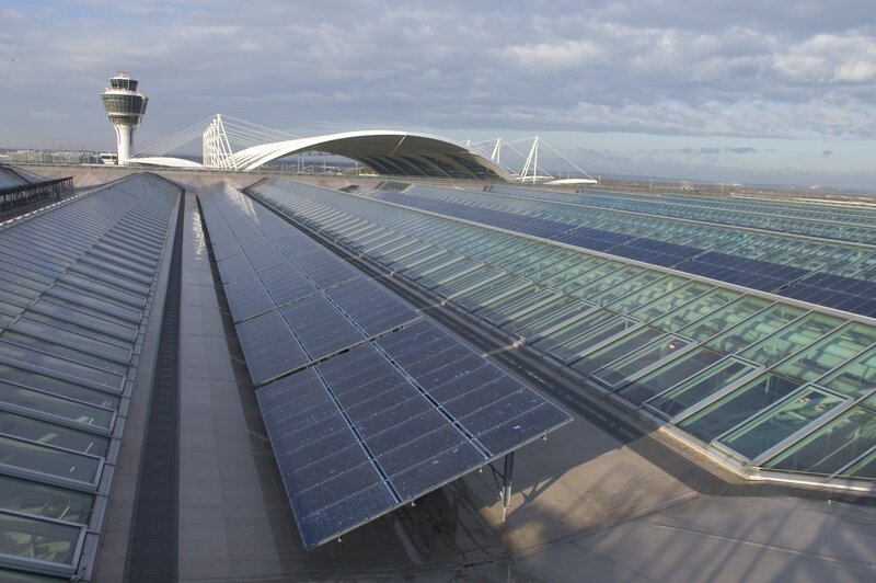 Solar panels at airport terminal