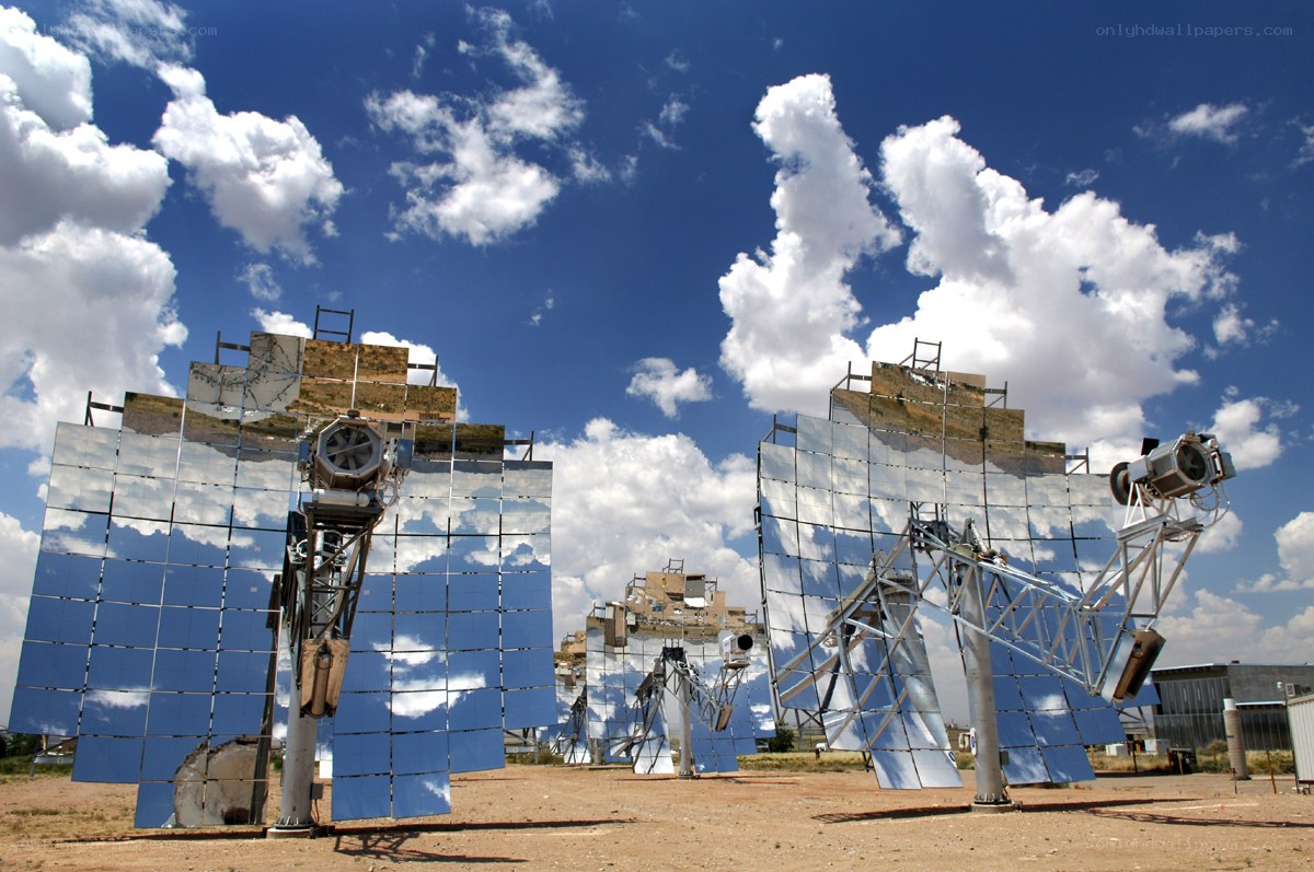 Solar power towers in desert