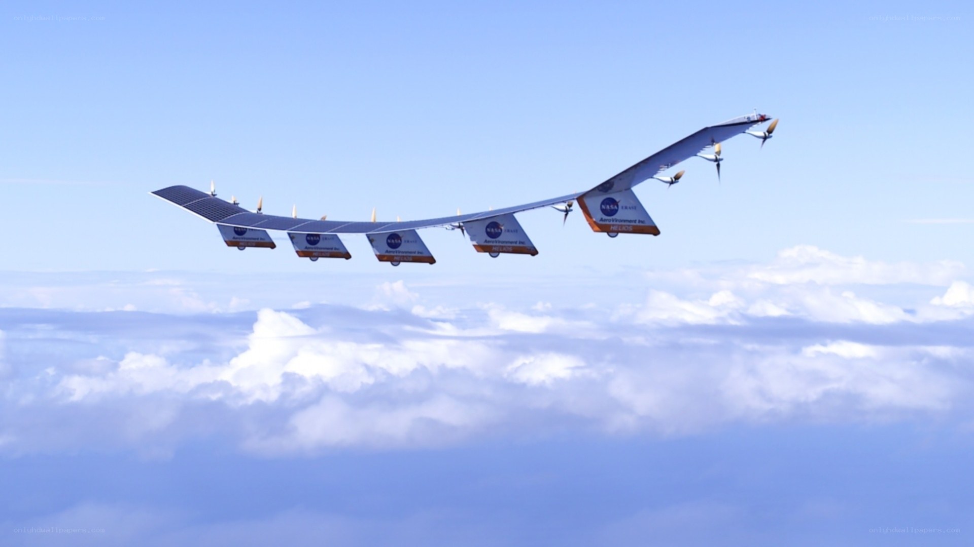 Solar-powered aircraft in flight