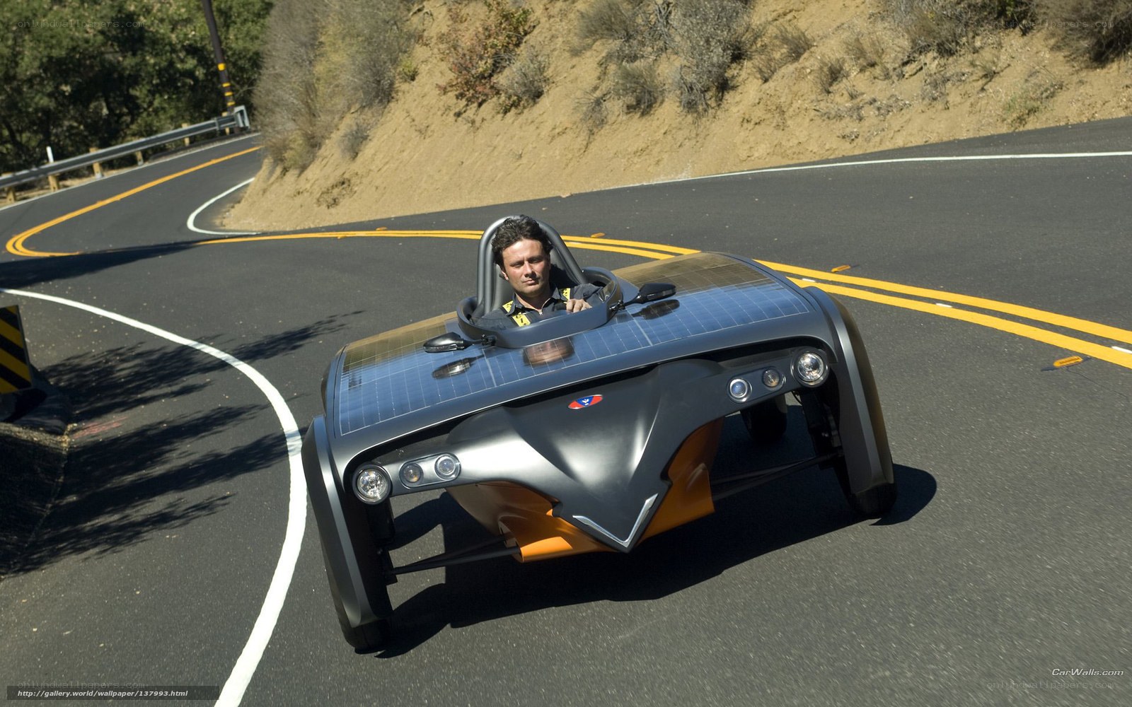 solar-powered car on winding road