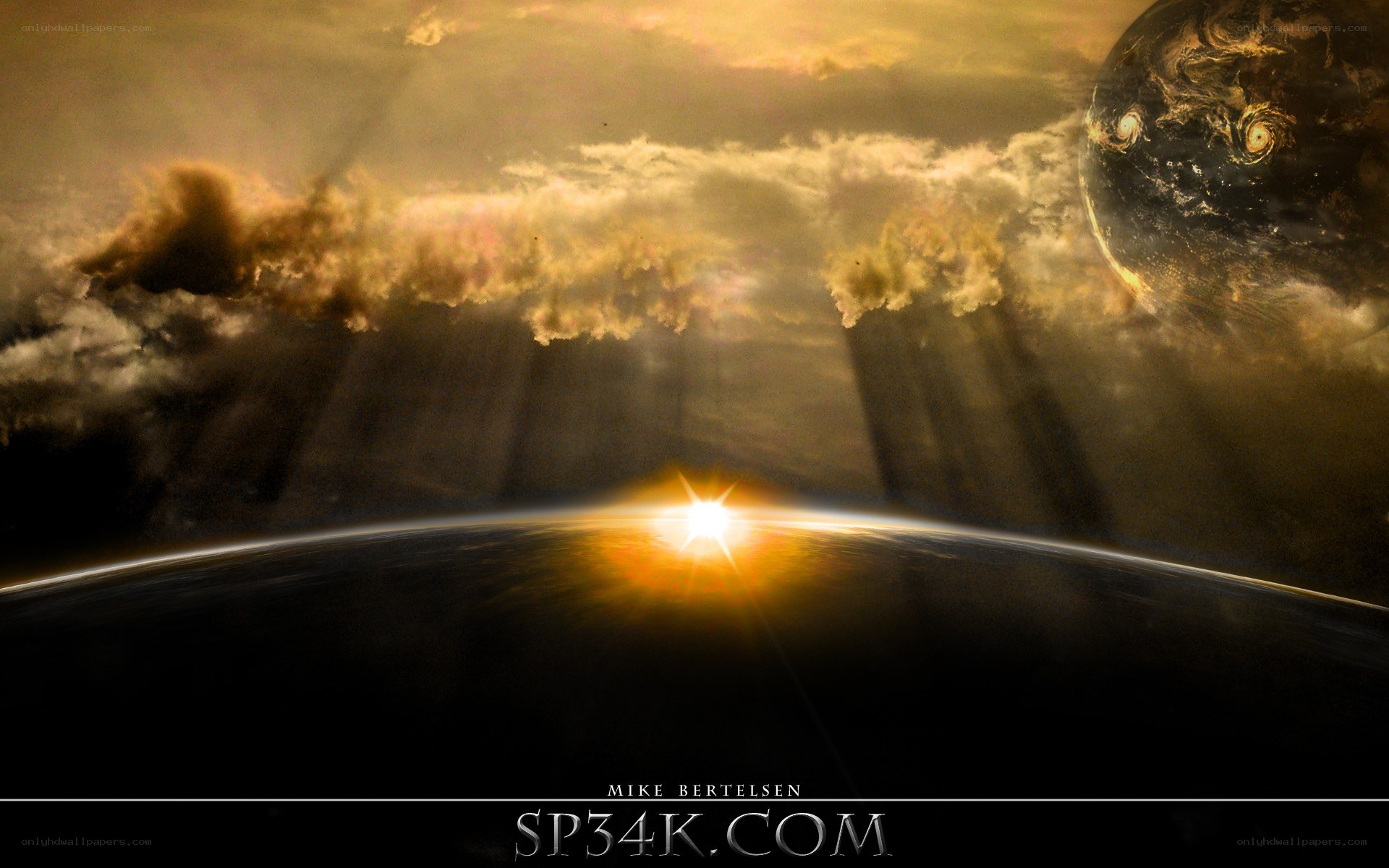 solar sunrise over planet