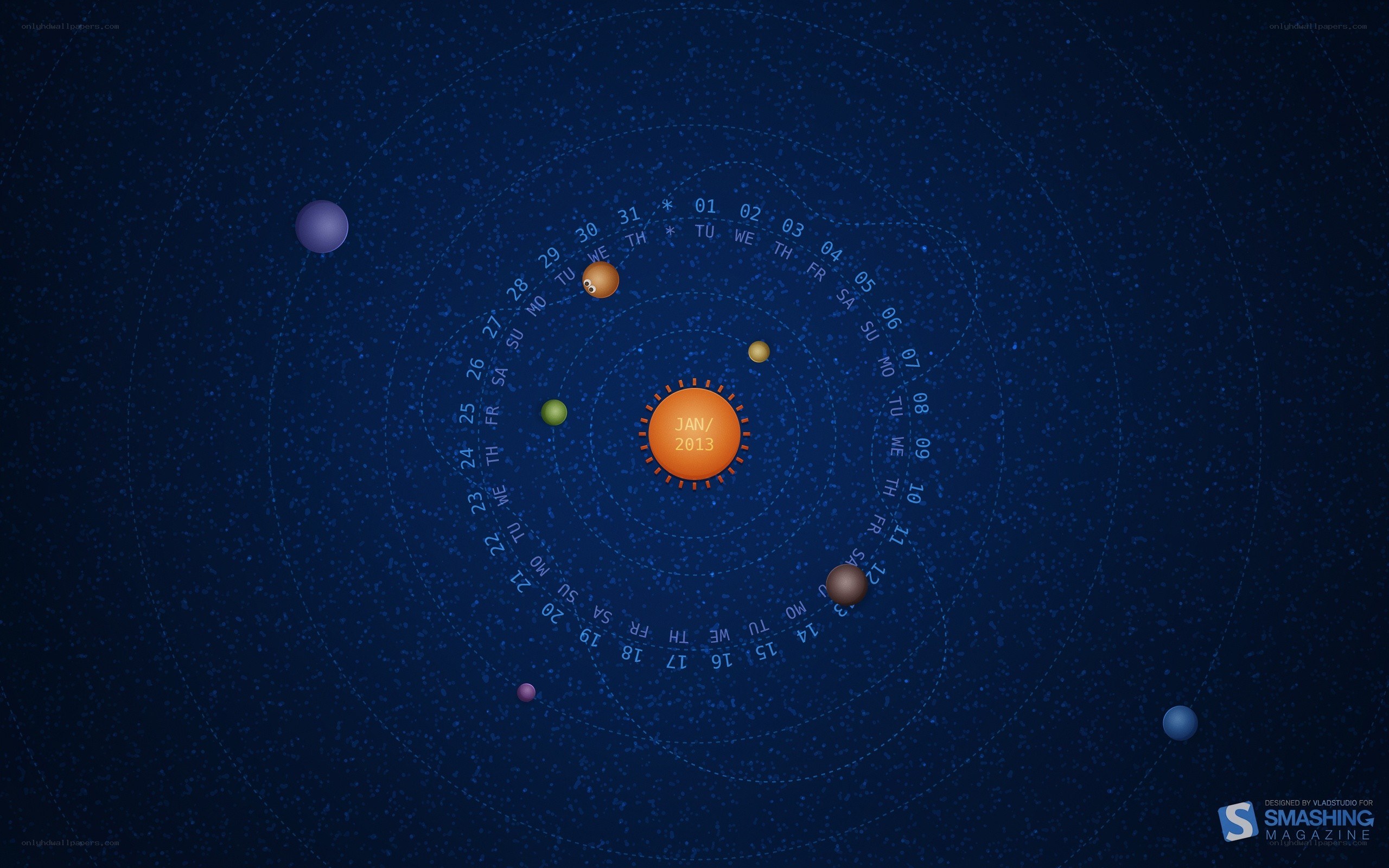 Solar system calendar wallpaper