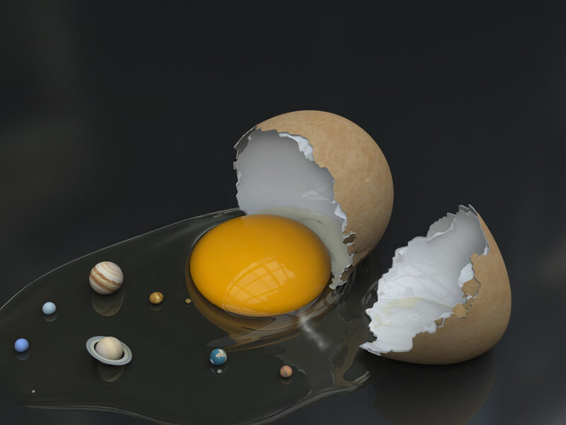 solar system in an egg