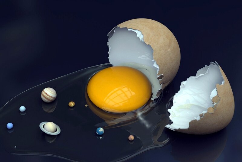 solar system in an egg