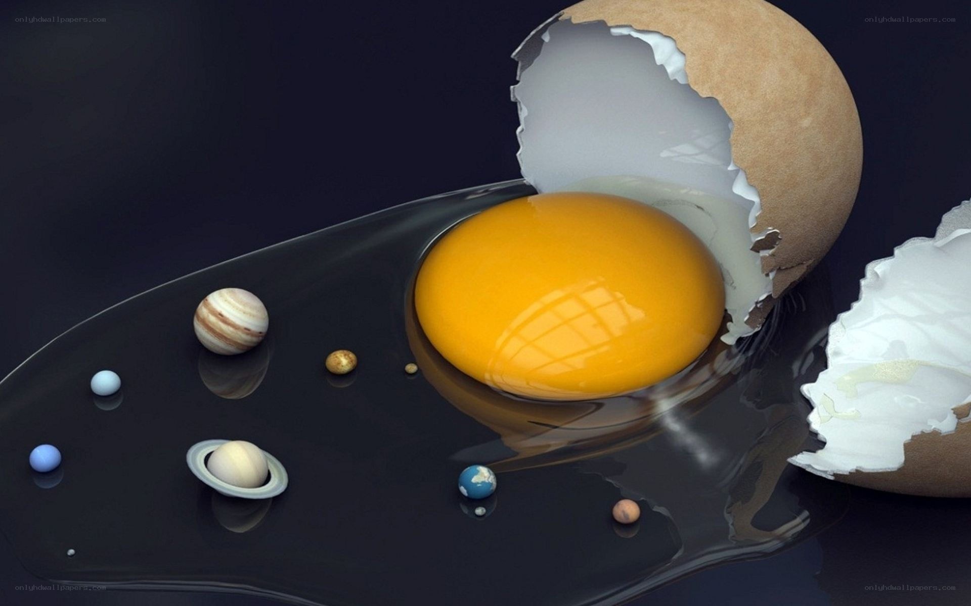 solar system in an egg