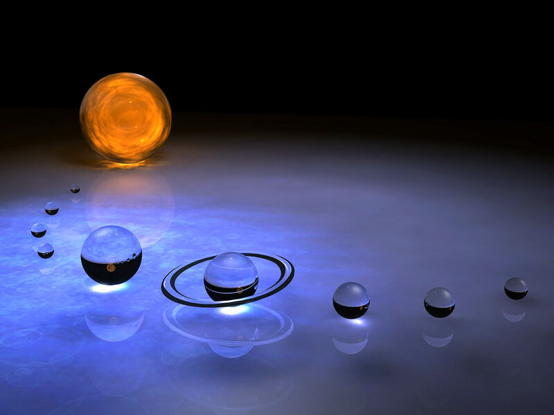 Solar System Model — Blue, Dramatic, 3d Render, Planets