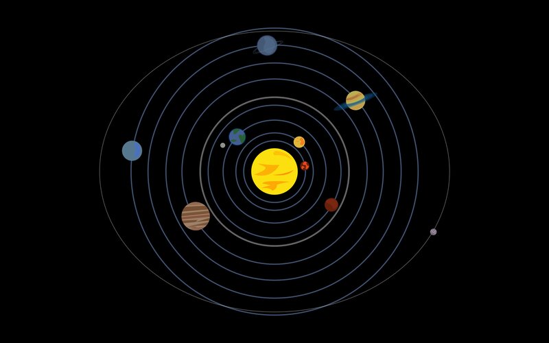 Solar System Planets — Black, Calm