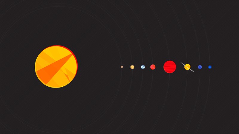 Solar System Planets — Black, Calm, Vector Art