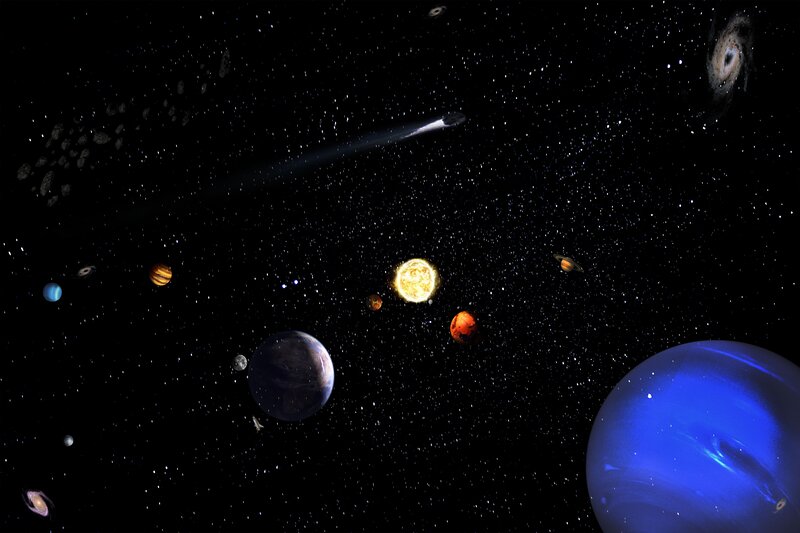 Solar System Planets — Black, Cosmic